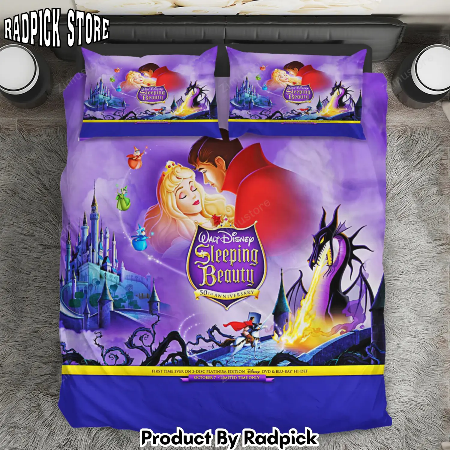 Radpick sleeping beauty disney princess 9 3pcs 3pcs bedding set duvet cover and pillow cases gift for fan rp3272246